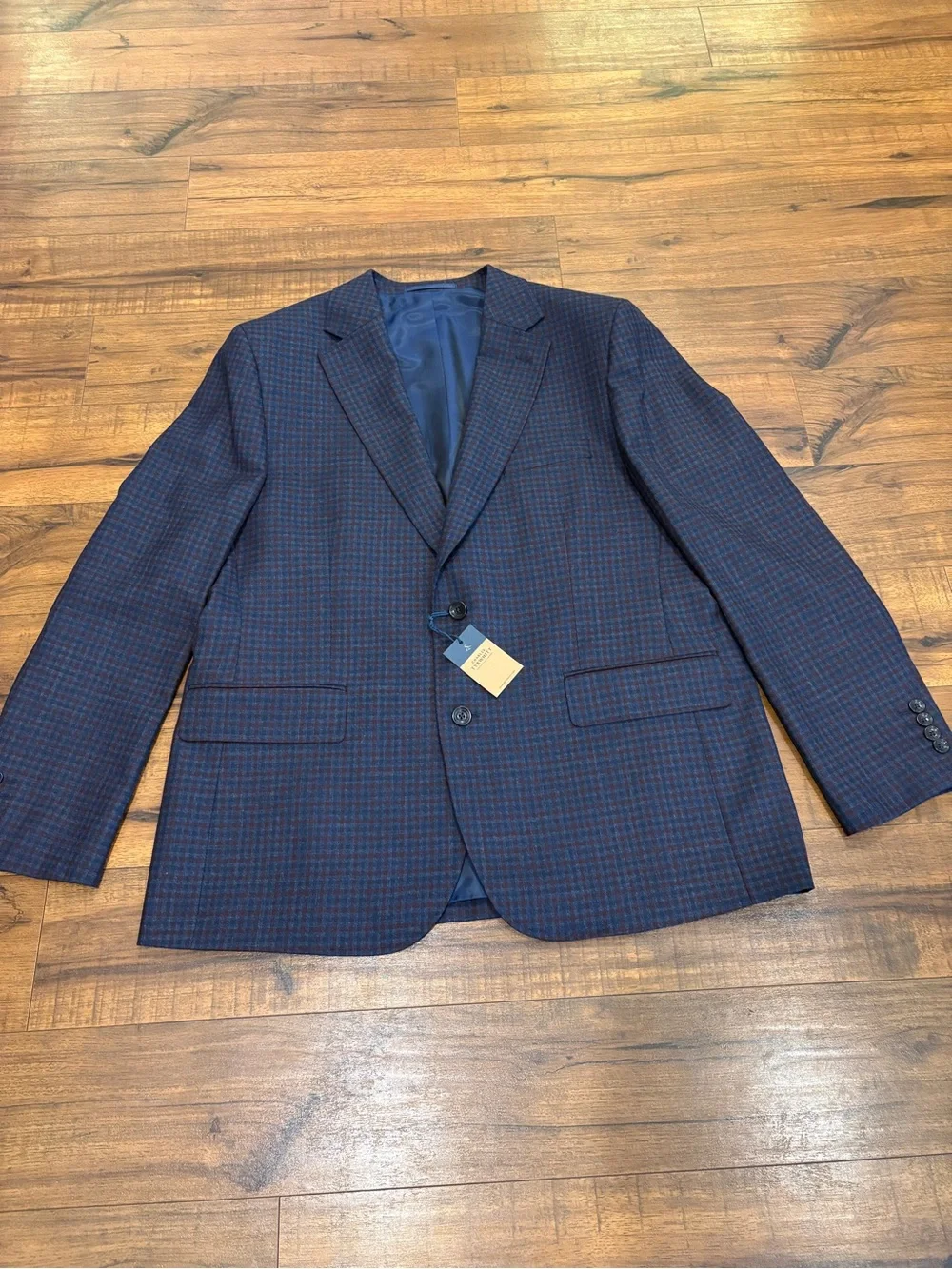 Charles Tyrwhitt Wool Texture Jacket Blazer Men’s 44 Ink Blue Check Light Weight